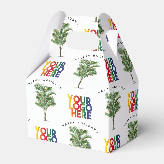 Palmträd Företag Logo Holiday Julkort Presentaskar (Framsidan Sidan)