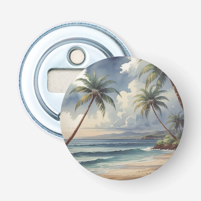 Palmträd Hawaiian Resa Honolulu Blått Hav Flasköppnare (Framsidan)