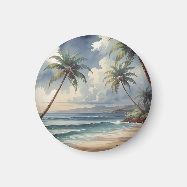 Palmträd Hawaiian Resa Honolulu Blått Hav Magnet (Framsidan)