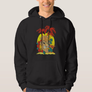 Palmträd Hawaiian Tiki-maskerad Luau-fest Polynesi Hoodie