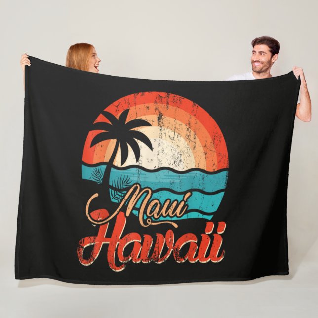 Palmträd Hawaiiansk Strand Fleecefilt (På plats)