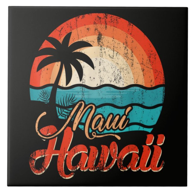 Palmträd Hawaiiansk strand Kakelplatta (Framsidan)