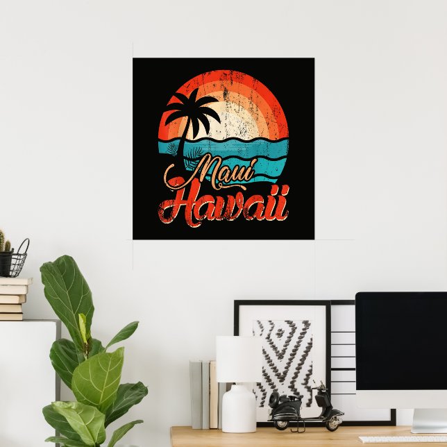 Palmträd Hawaiiansk Strand Poster (Hemmakontoret)