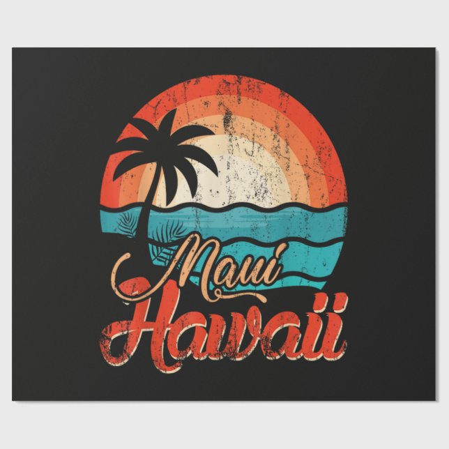 Palmträd Hawaiiansk strand Presentpapper (Platt)