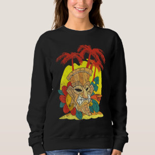 Palmträd Hawaiiansk Tiki-mask Luau-fest Polynesien T Shirt