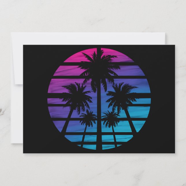 Palmträd Hawaiianskt Strand Sommarlov Inbjudningar (Framsida)