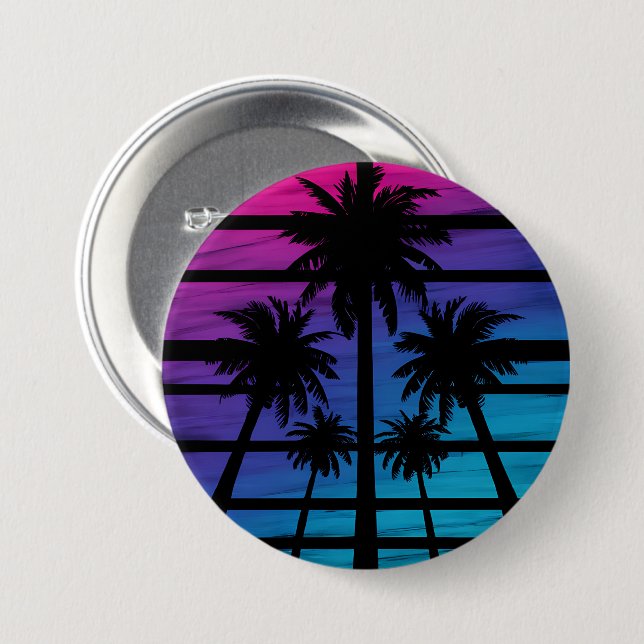 Palmträd Hawaiianskt Strand Sommarlov Knapp (Framsida & baksida)