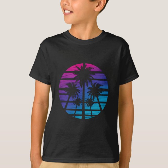 Palmträd Hawaiianskt Strand Sommarlov T Shirt (Framsida)