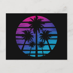Palmträd Hawaiianskt Strand Sommarlov Vykort