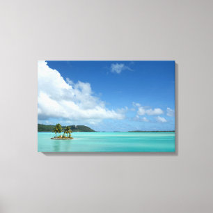 Palmträd i Bora Bora lagunkanvastryck Canvastryck