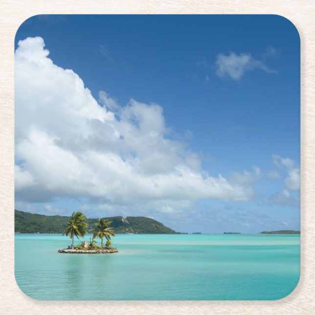 Palmträd i Bora Bora lagunkustfartyg Underlägg Papper Kvadrat (Framsidan)