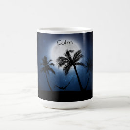 Palmträd i månsken kaffemugg