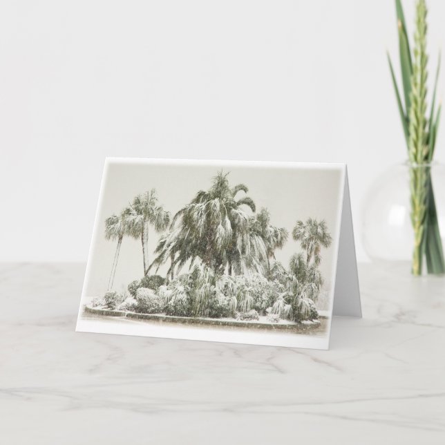 Palmträd i snön helgkort (Framsida)