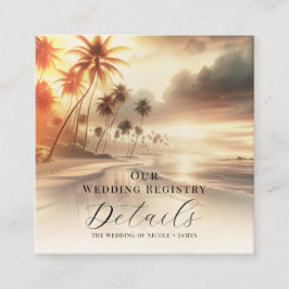 Palmträd Kustnära Strand Soluppgång Registrering Q Fyrkantigt Visitkort