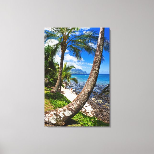Palmträd längs Hideaways Beach Canvastryck (Framsida)