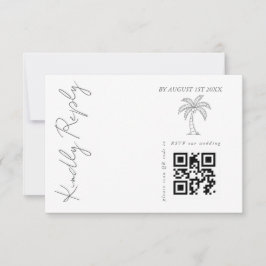 Palmträd Modern Elegant Bröllops QR-kod OSA Kort