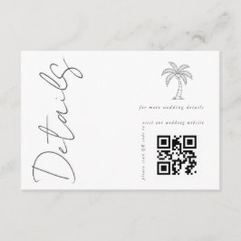 Palmträd Modern Vit QR-kod Bröllopsdetaljer Tilläggskort