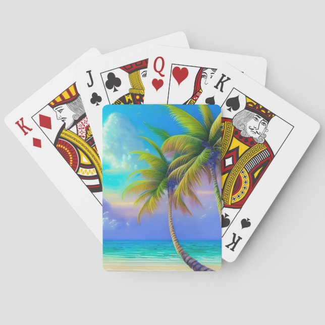 Palmträd när natten faller Tropisk  Casinokort (Baksidan)
