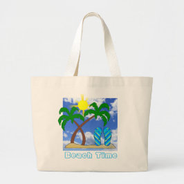 Palmträd och flip flops strand tote väska