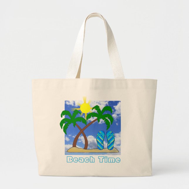 Palmträd och flip flops strand tote väska (Framsidan)