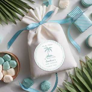 Palmträd och nappflaskor Kust Baby Shower Förmån Runt Klistermärke