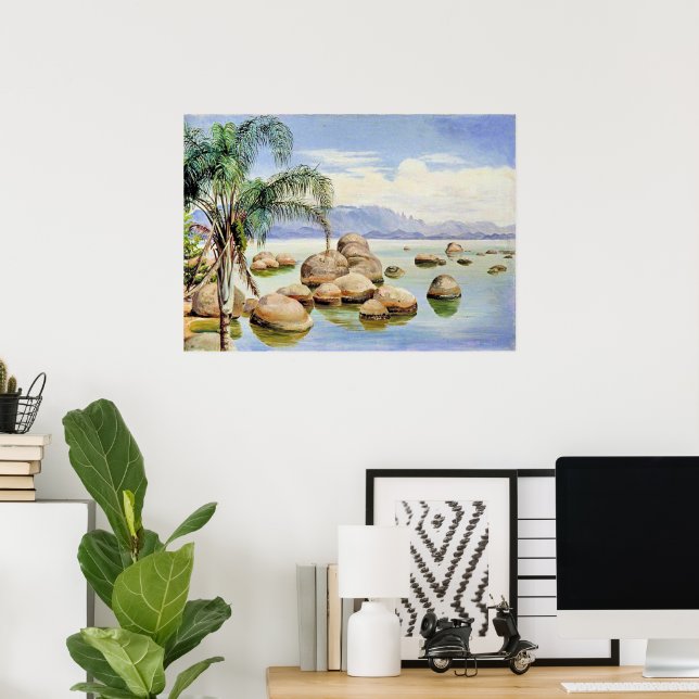 Palmträd och stenblock, Rio-bukten, Poster (Hemmakontoret)