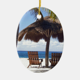 Palmträd och stolMexico strand Julgransprydnad Keramik