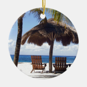 Palmträd och stolMexico strand Julgransprydnad Keramik