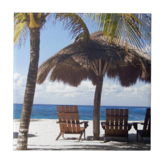 Palmträd och stolMexico strand Kakelplatta