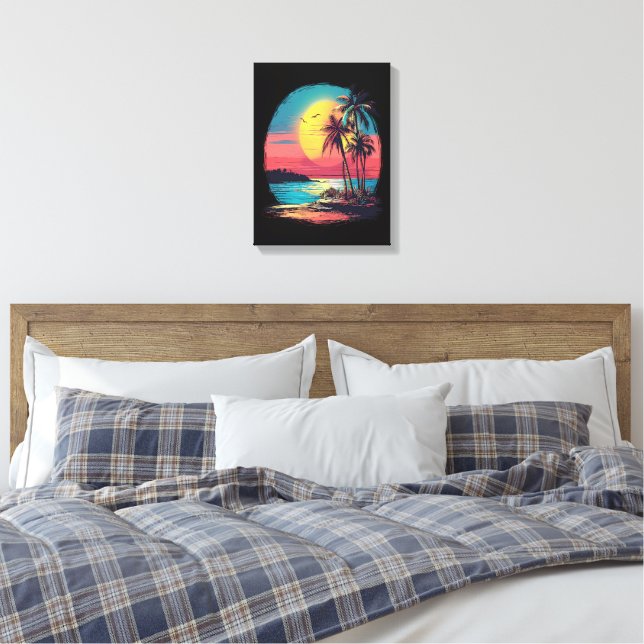 Palmträd och strand canvastryck (Insitu (sovrum))