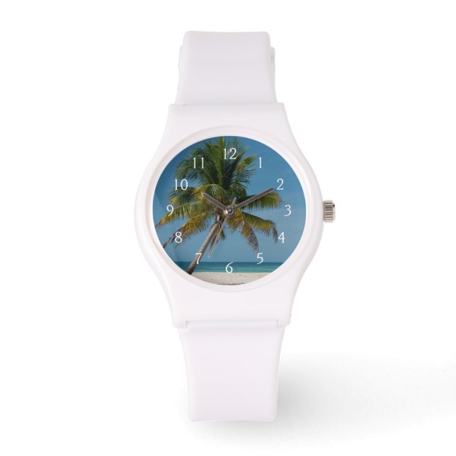Palmträd och vit sandstrand  2 armbandsur (Framsida)