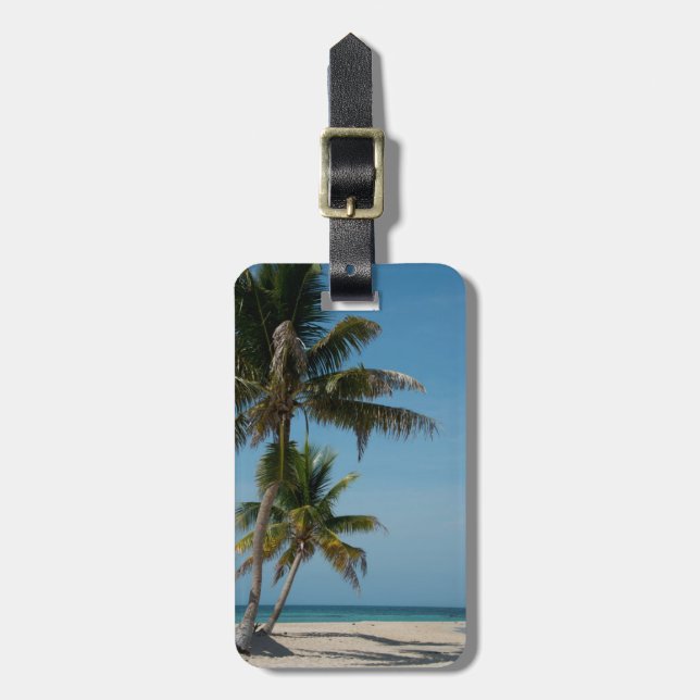 Palmträd och vit sandstrand bagagebricka (Vertikal Framsida)