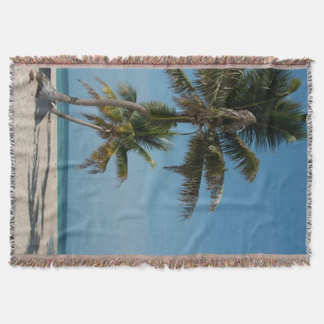 Palmträd och vit sandstrand filt (Framsidan)