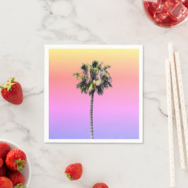 Palmträd Ombre Rosa Blå Gul Pappersservett