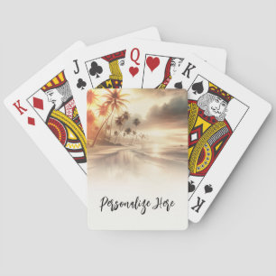 Palmträd & Orange Solnedgång Strandbröllop Casinokort