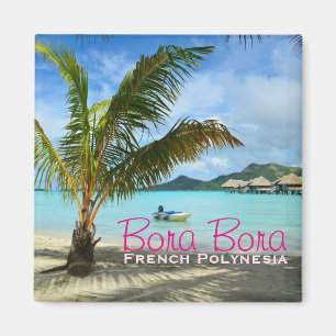 Palmträd på den Bora Bora textmagneten Magnet
