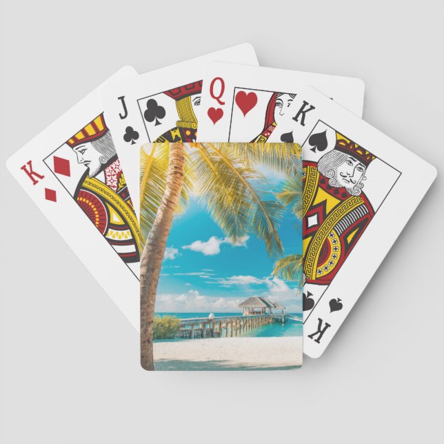 Palmträd på solnedgången casinokort (Baksidan)