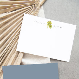 Palmträd på strand Tropisk akvarell Personlig Anteckningskort