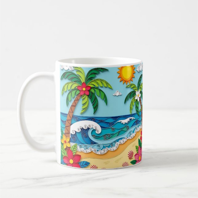 Palmträd på stranden  kaffemugg (Vänster)