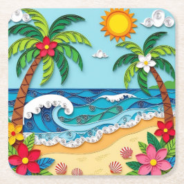 Palmträd på stranden underlägg papper kvadrat