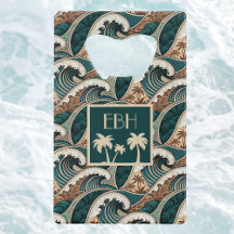Palmträd Polynesiska vågor Vintage Beach Monogram
