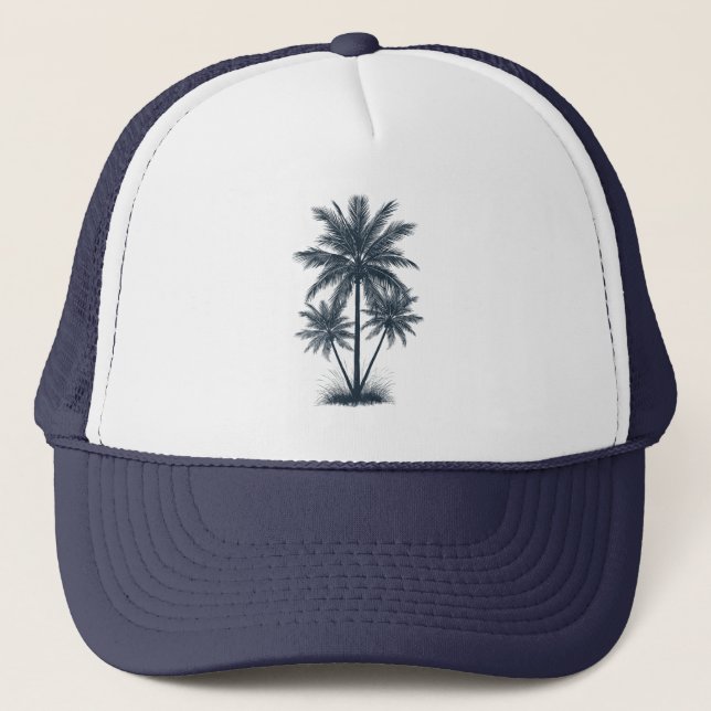 Palmträd - Retro Stil Tropisk Strand Sol Sommar  Keps (Framsida)