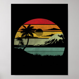 Palmträd Retro Tropisk Strand Vintage 70-tal 80-ta Poster