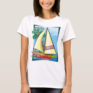 Palmträd & segelbåt tee