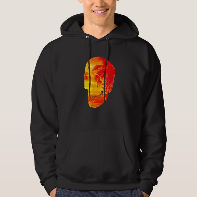 Palmträd Solsken Ocean Skalle Hoodie (Framsida)