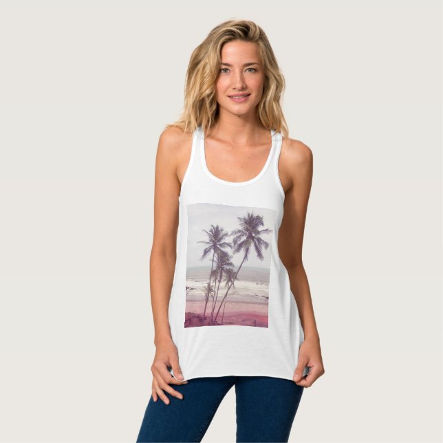 palmträd sommar linne med racerback  (Hel framsida)