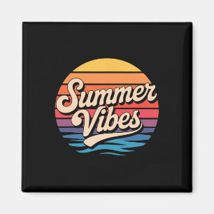 Palmträd Sommar Vibes Retro Surf Solnedgång Strand Magnet