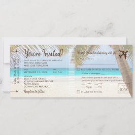 Palmträd Strand Boarding Pass Bröllopsinbjudan