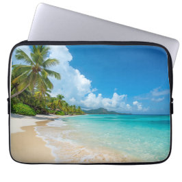 Palmträd Strand Tropisk Ocean Laptop Fodral