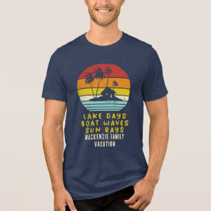 Palmträd Strandstuga Familjesemester Anpassad Retr T Shirt